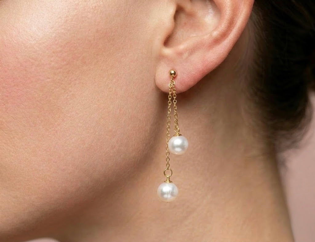Boucles d’oreilles perles blanches