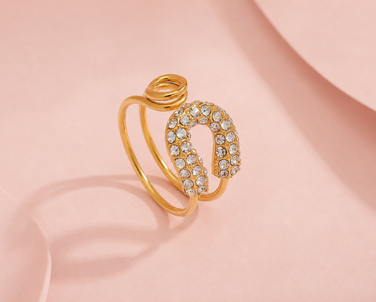 Bague strass doré