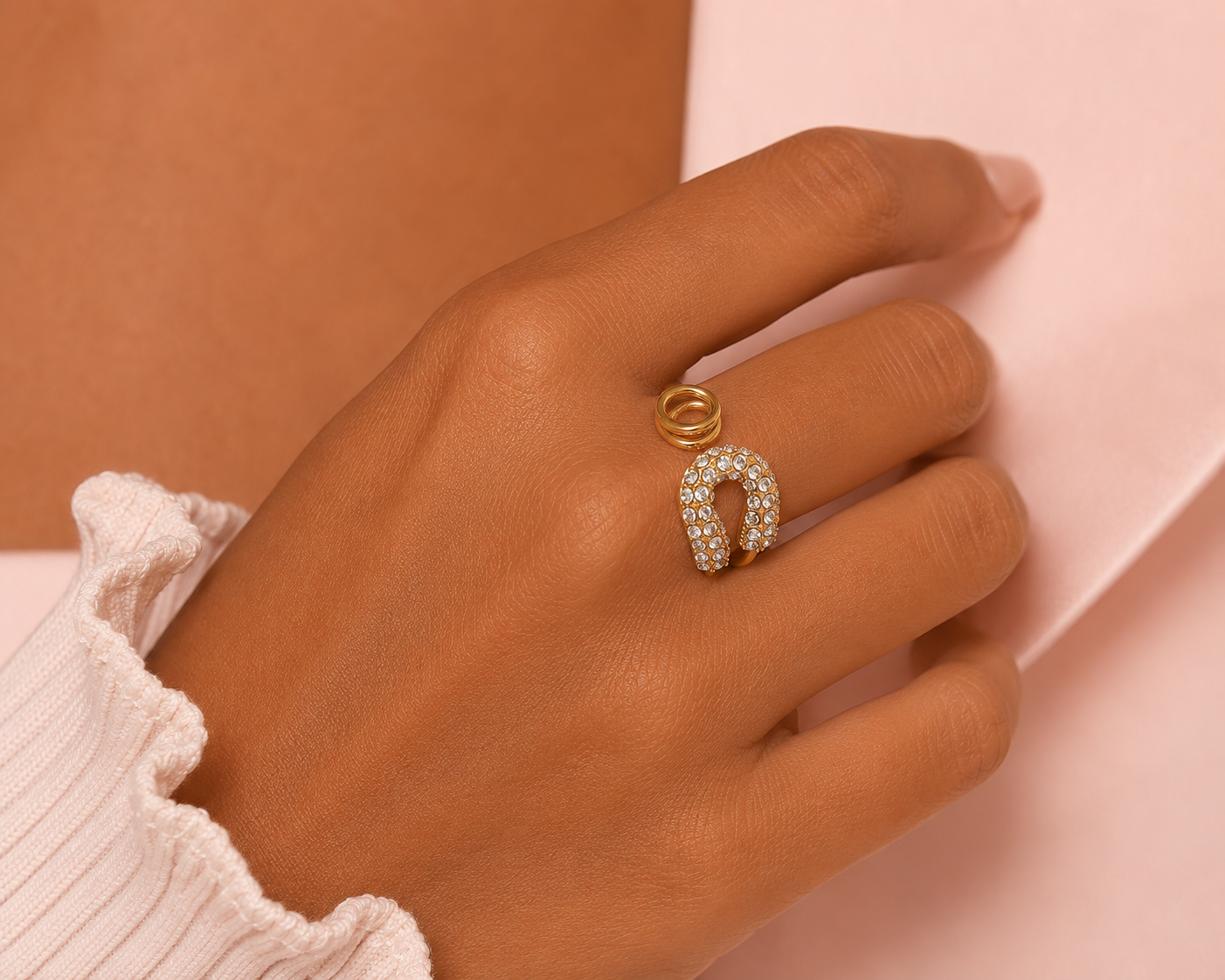 Bague strass doré